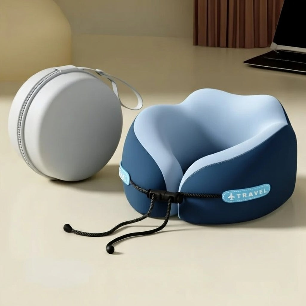 Premium Memory Foam Travel Neck Pillow - Therapeutic U-Shaped Design with Advanced Massage Technology